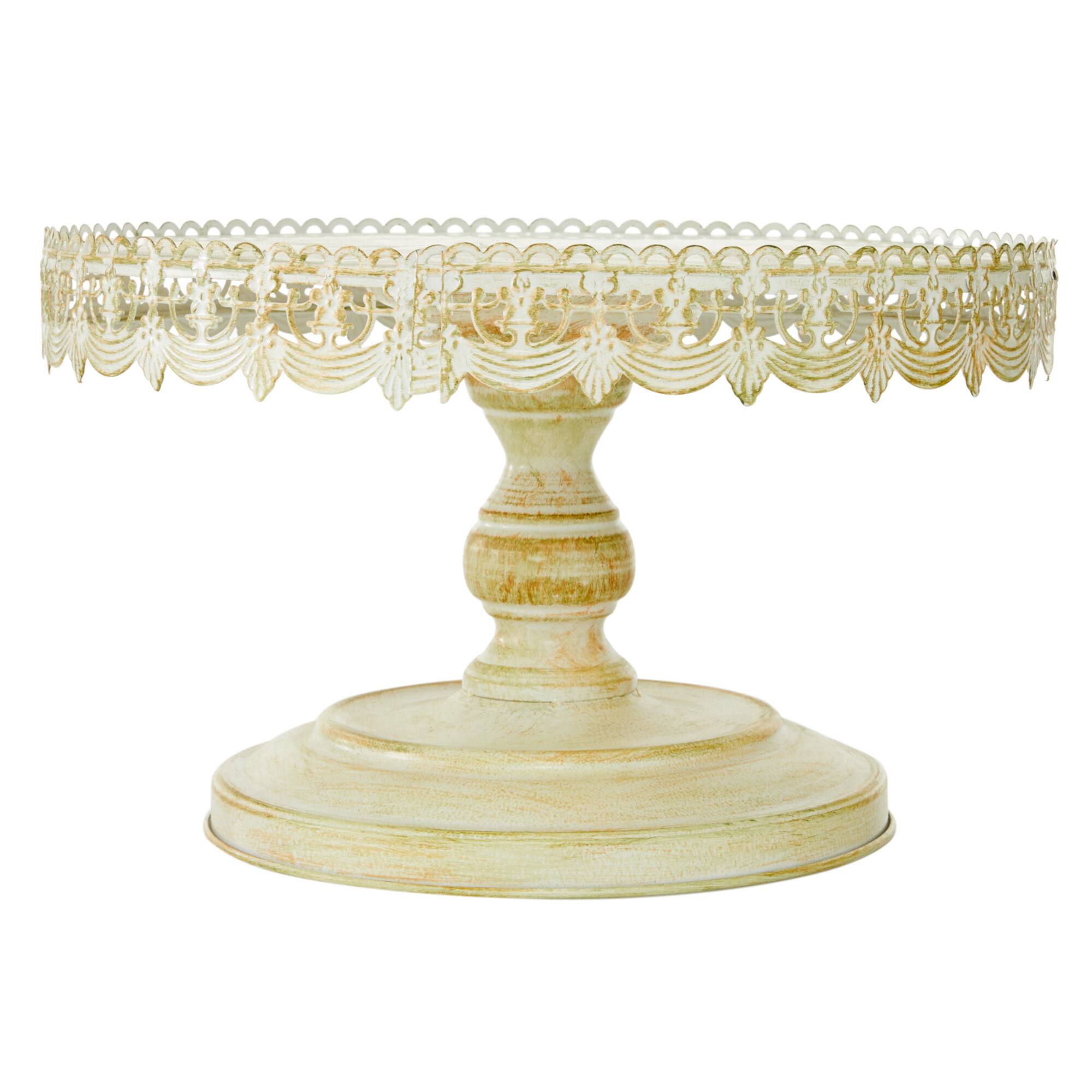 16" White Iron Farmhouse Cake Stand